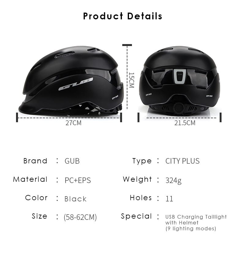 GUB City Plus Helmet With Taillight