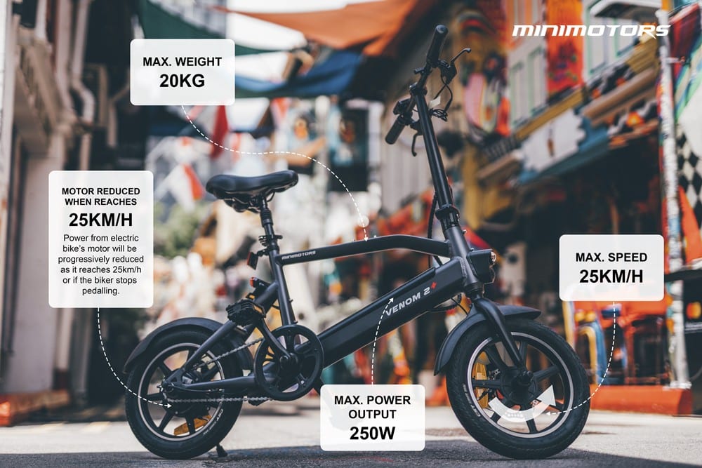 EN15194 Standard Venom 2+ LTA Approved Electric Bicycle Minimotors in Singapore