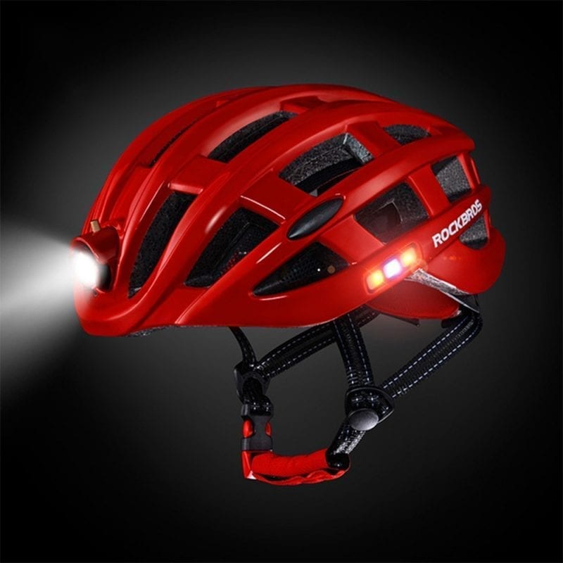 Rockbros Night Safety Riding Bicycle Helmet with Light ZN1001 (Red)