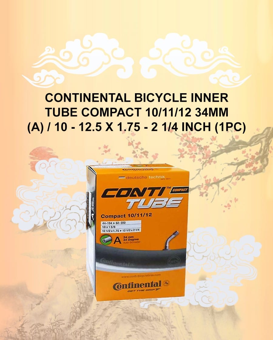 Continental Bicycle Inner Tube Compact 10/11/12 34mm (A) / 10 - 12.5 x 1.75 - 2 1/4 inch (1pc)