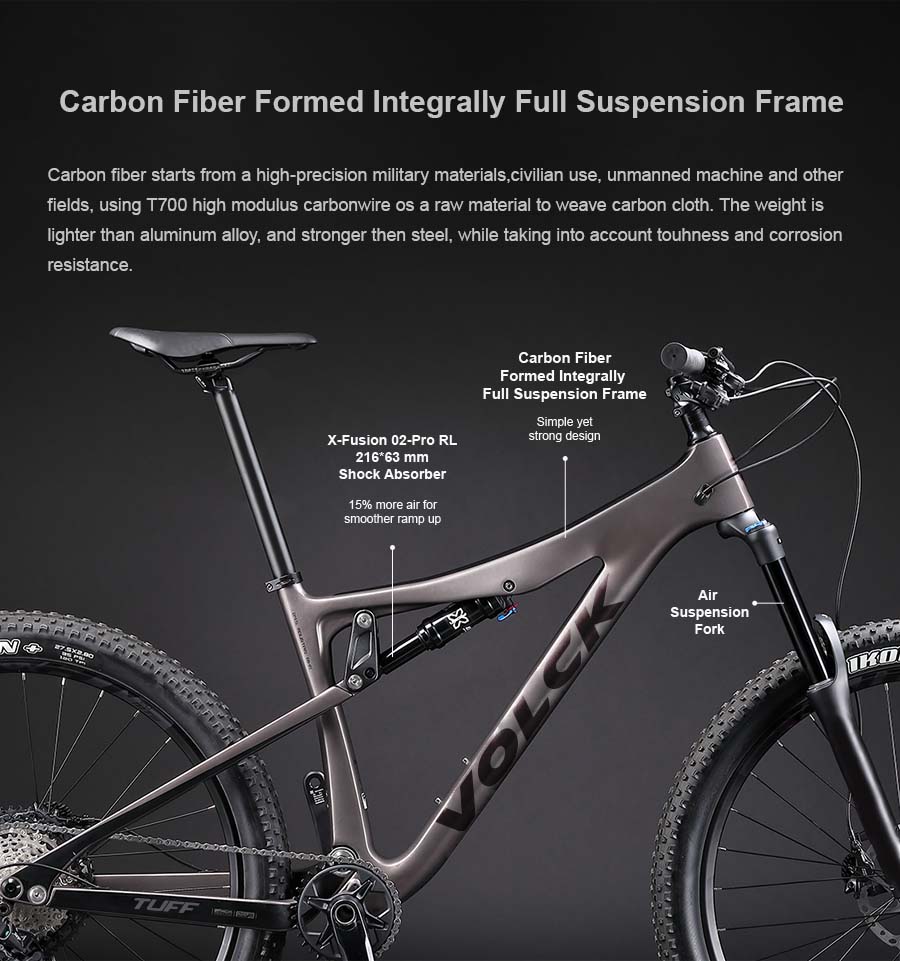 Tuff 6 Carbon Fiber Full Suspension Mountain Bike