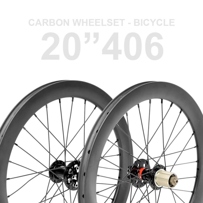 ICAN 2x0 Inch 406 Carbon Fiber Clincher Wheelset