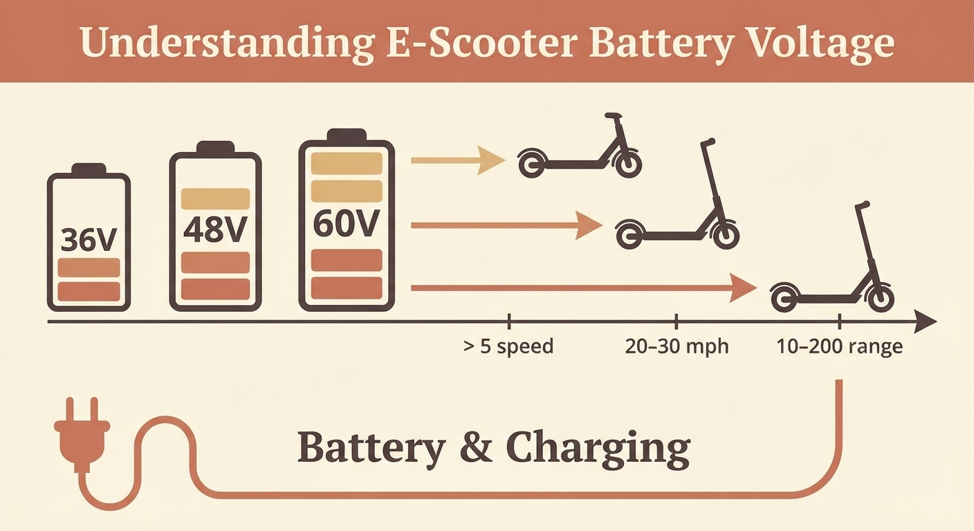 Understanding E-Scooter Battery Voltage: What 36V, 48V, and 60V Really Mean for Your Ride - Illustration 2