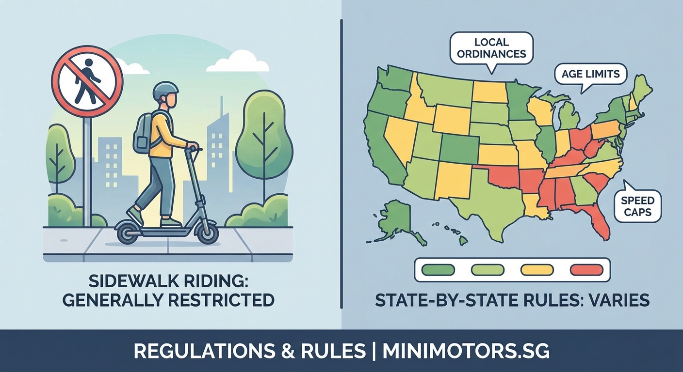 Can You Ride an E-Scooter on the Sidewalk? State-by-State Rules Explained - Illustration 1