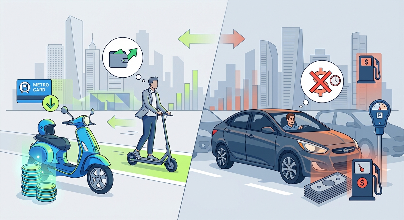 The Economics of E-Scooter Commuting vs Car Ownership in Cities
